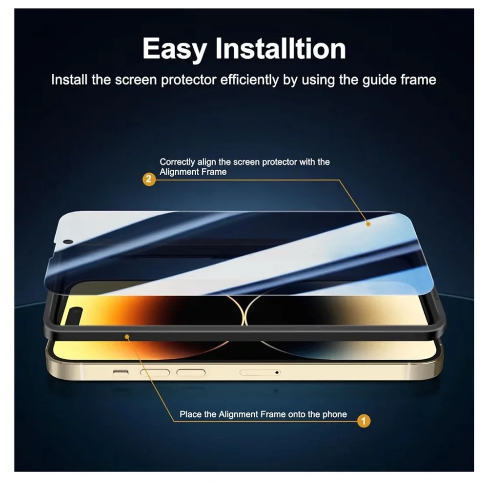 For iPhone 14/15 Pro Max Privacy Screen Protector 6-Pack Tempered Glass